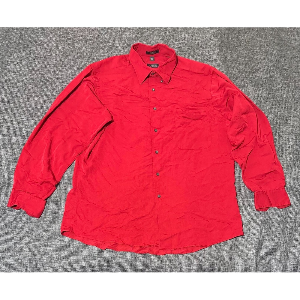 Arrow 16-16 1/2 34/35‎ L Men's Red Long Sleeve Shirt